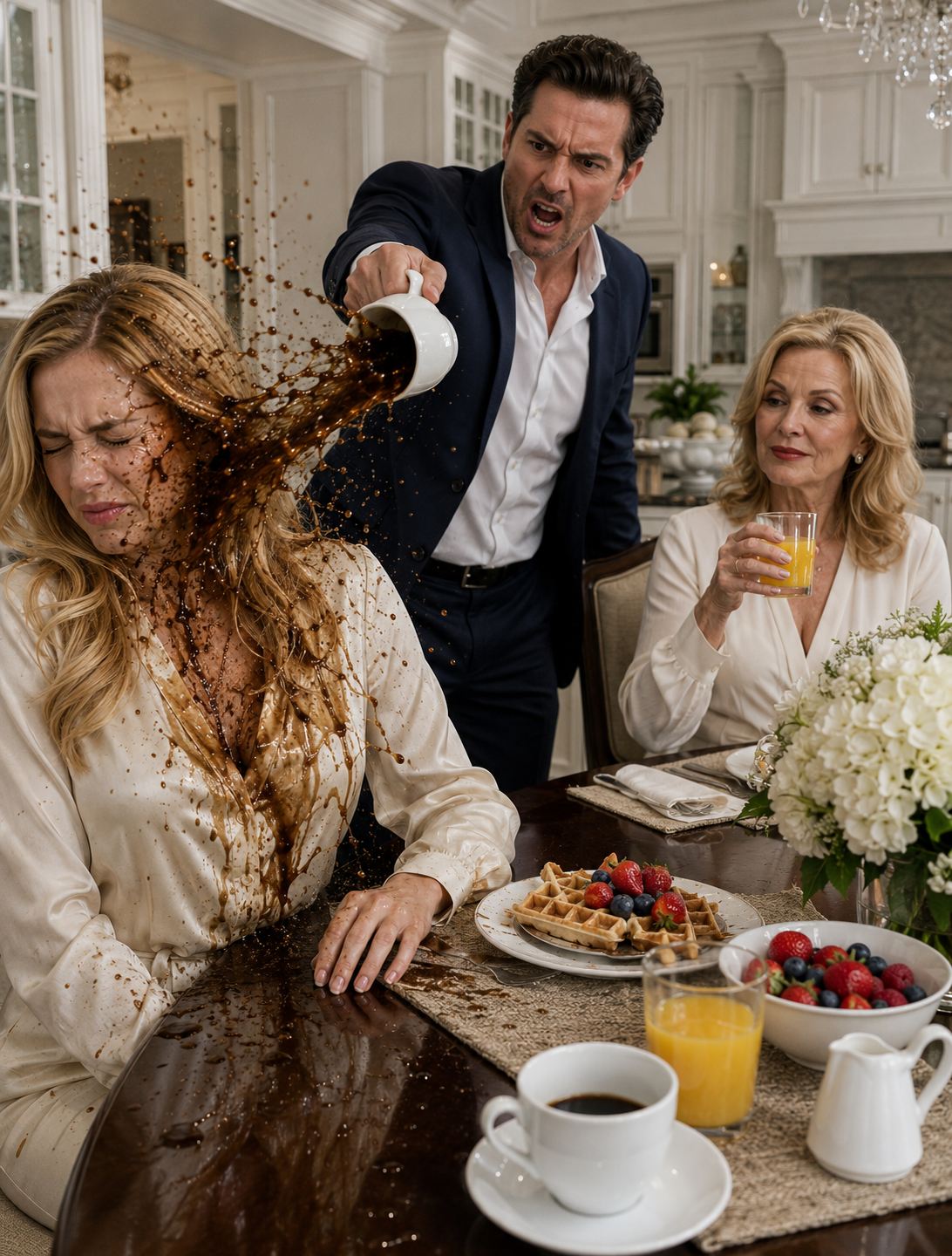 My husband threw boiling coffee in my face at breakfast after I refused to give his sister my bank card. “Obey me or walk out,” he said without remorse. I didn’t argue—I went to the hospital, documented my injuries, came home, placed my wedding ring on the table… and left him a surprise he never saw coming.