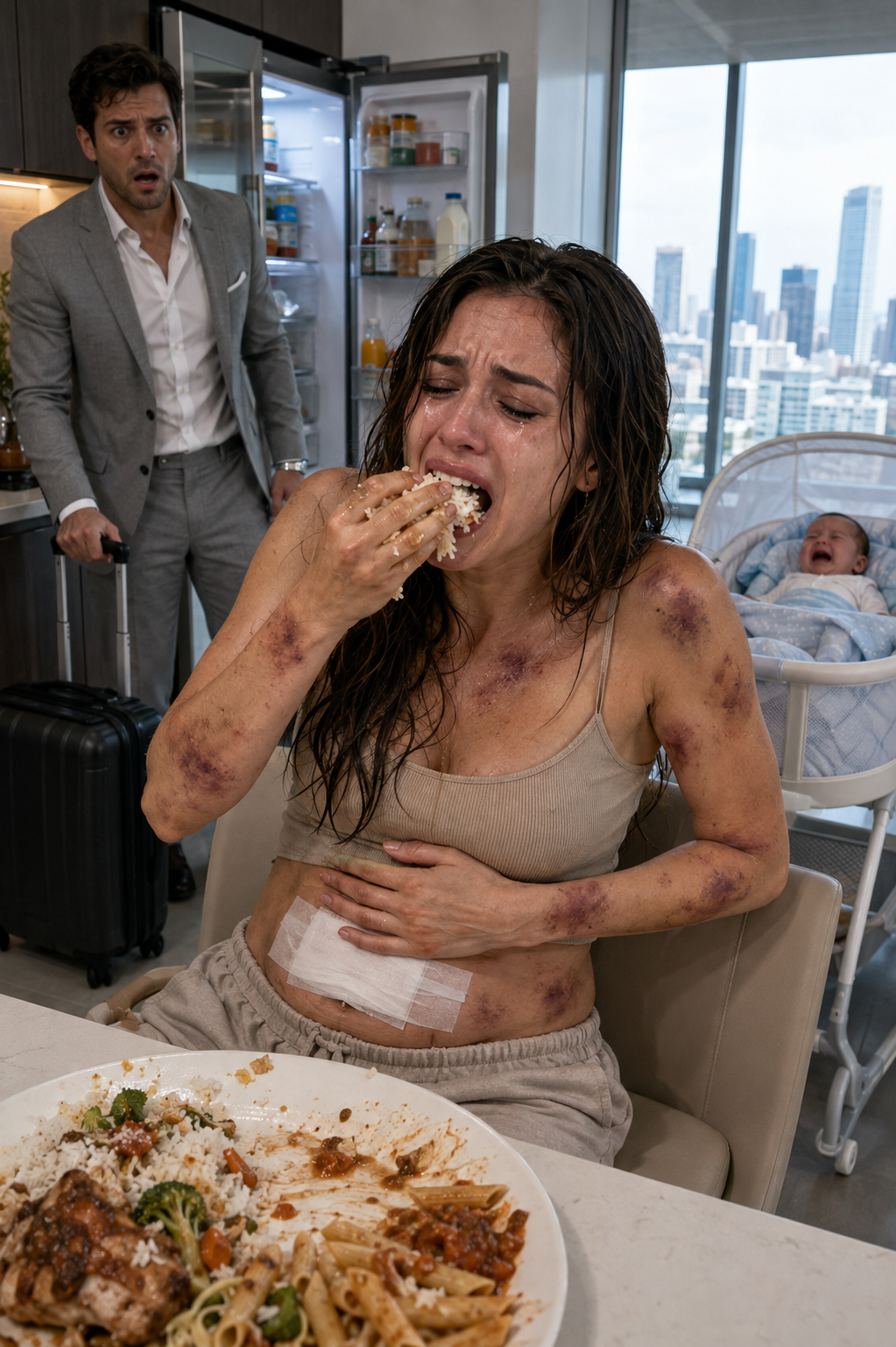 I came home unannounced on New Year’s Eve and found my wife recovering from surgery, starving, while our baby shivered from the cold—then I checked the security cameras and uncovered a betrayal that ended in a police report